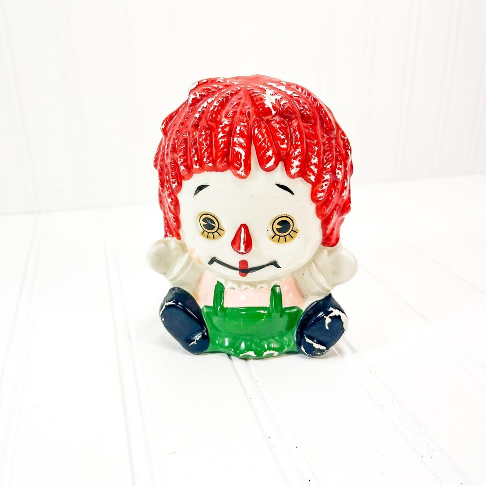 Vintage Raggedy Ann Clown Planter: Pink Ceramic Vase, 1970s-80s